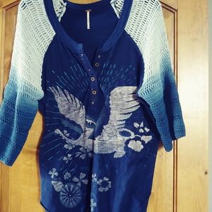 Free People Tranquility graphic tee with ombre sle